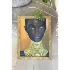 Oil painting on canvas "African woman in gold jewelry", painting, Africa, portrait of an African woman in oil