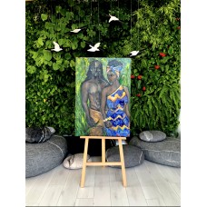 African Couple – Original Oil Painting on Canvas, 70×100 cm