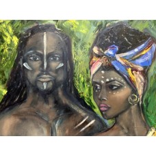 African Couple – Original Oil Painting on Canvas, 70×100 cm