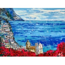 Italy, Positano. Original, painting, picture, modern art, acrylic on canvas 105*120 cm, artist Marina Stognieva