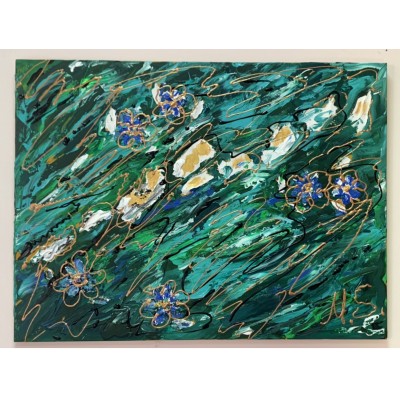 Green Abstraction – acrylic painting 60×80 cm by Marina Stognieva