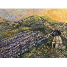 Original painting on canvas 20 * 25 cm, in the frame "Fragrances of summer Provence, French landscape