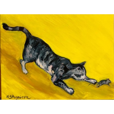 Oil painting on canvas "The Game over Jerry", original painting, interior painting, paintings by the artist