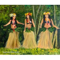 Big Oil Painting on canvas "Dancing Tahitian Women", modern Painting, exotic themes Big Oil Painting on canvas "Dancing Tahitian Women", modern Painting, exotic themes