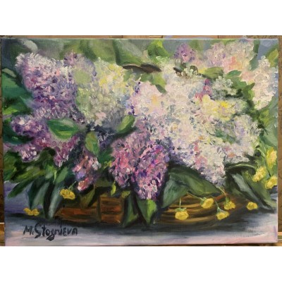 Oil painting on canvas "Lilac Scent"