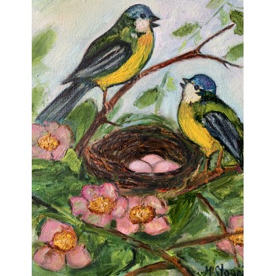 Oil painting on canvas "Spring trills"