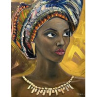Portrait of an African woman on canvas, oil painting and acrylic, African woman