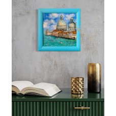 "Venice, Grand Canal", original oil painting on canvas 30*30 cm, in a blue frame. Artist Marina Stognieva