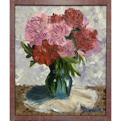 oil painting flowers peonies