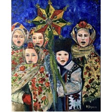 Christmas carols, original oil painting on canvas, size 75*95 cm, artist Marina Stognieva