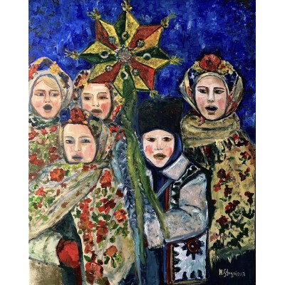 "Christmas carols" - oil painting on canvas by Ukrainian artist Marina Stognieva - buy online in the artist's workshop