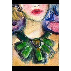 Portrait of a Woman Among Ornaments, watercolour 13*18 cm,  artist Marina Stognieva