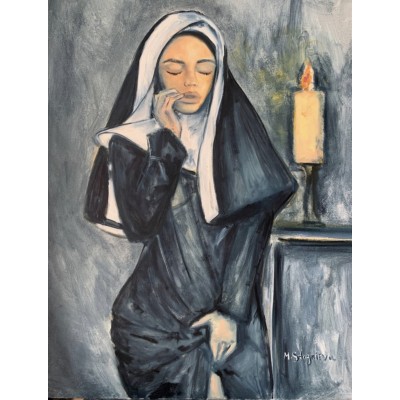 Erotic painting "Slutty nun" is available as an order, original