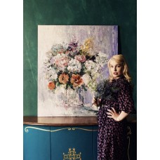 Flowers on a purple background, large acrylic painting on canvas 105 * 120 cm, original, modern painting, artist Marina Stognieva