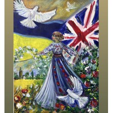 Symbol of Bloom and Peace – Original Acrylic Painting on Canvas, 46×61 cм