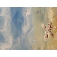 Seashore with shells and a pearl, original acrylic painting on canvas 60*80 cm