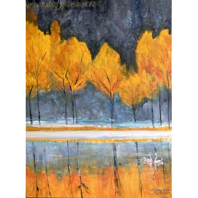 Painting “Shadow Seeking Its Light” – Autumn Oil Landscape on Canvas