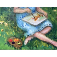 “Ukrainian Childhood under a Peaceful Sky”  Author: Marina Stognieva  Oil on canvas, 25x30 cm, 2025