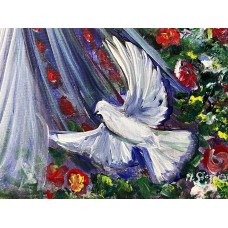 Symbol of Bloom and Peace – Original Acrylic Painting on Canvas, 46×61 cм