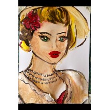 Portrait of a woman "Eternal Elegance", original, acrylic paints on A4 paper, artist Marina Stognieva