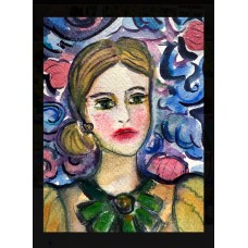 Portrait of a Woman Among Ornaments, watercolour 13*18 cm,  artist Marina Stognieva