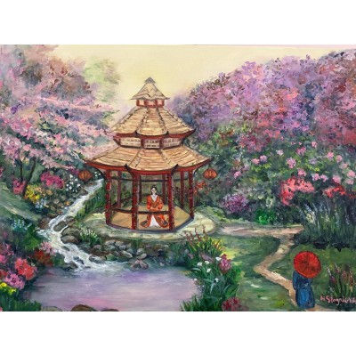 Cherry Blossom - Scenic Oil Painting for Sale