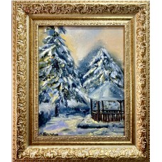 Snowy Spruces - original oil painting 20 x 25 cm | Marina Stognieva
