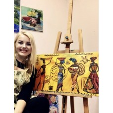 African women, original oil painting on canvas 40 * 80 cm