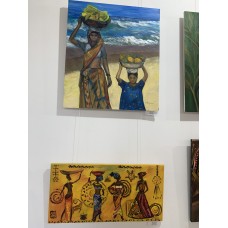 African women, original oil painting on canvas 40 * 80 cm