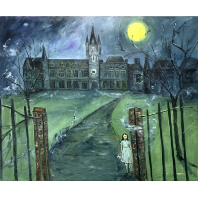 Old castle - interior oil painting on canvas