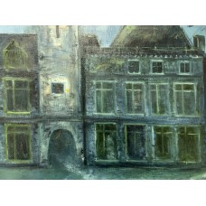 Old castle, mystical plot, a girl with a doll original oil painting 100 * 120 cm