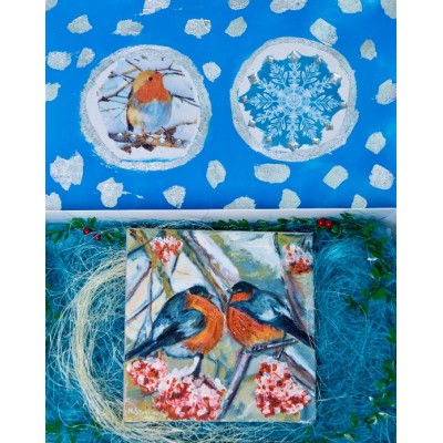 bullfinches - oil painting