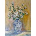 White flowers in a vase with a blue pattern original painting available, Ukrainian artist Marina Stognieva White flowers in a vase with a blue pattern original painting available, Ukrainian artist Marina Stognieva