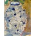 White flowers in a vase with a blue pattern original painting available, Ukrainian artist Marina Stognieva