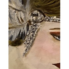 Portrait of a girl in the style of the 20s, original watercolor 21 * 30 cm, Retro style The Great Gatsby