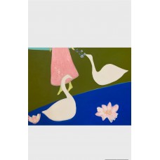 The girl and the swans - modern art, original painting on canvas 75*95 cm. The painting is available to order