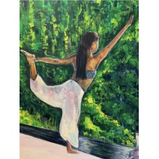 Morning Yoga. Garden Silence - acrylic painting by Marina Stognieva, 75×95 cm
