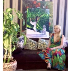 Morning Yoga. Garden Silence - acrylic painting by Marina Stognieva, 75×95 cm