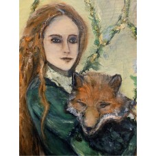 Girl with a fox, original oil painting on canvas 60 * 80 cm, artist Marina Stognieva