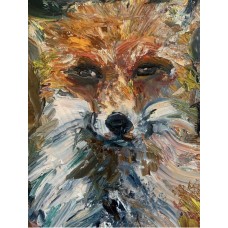 Fox, original oil painting, canvas on cardboard, size 30*40 cm, Artist Marina Stognieva