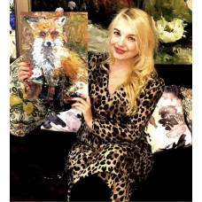 Fox, original oil painting, canvas on cardboard, size 30*40 cm, Artist Marina Stognieva
