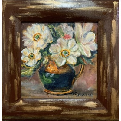 White Flowers in a Pot – A Symbol of Calm and Grace by Marina Stognieva