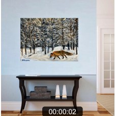 Oil painting on canvas "Winter Forest", size: 35 * 45 cm, painting, fox, winter landscape