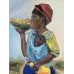 Original oil painting, African woman with baby 30 * 40 cm