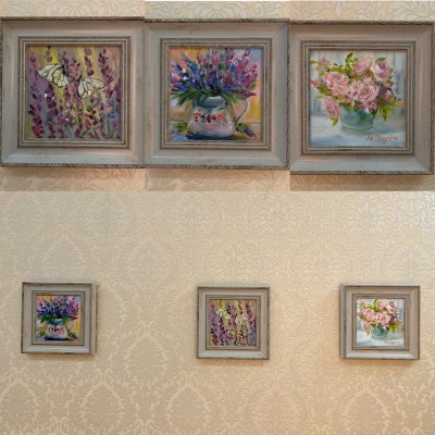 A series of three paintings in the frame "Spring"