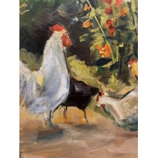 Bird Yard – Original Ukrainian Village Oil Painting on Canvas by Marina Stognieva Bird Yard – Original Ukrainian Village Oil Painting on Canvas by Marina Stognieva