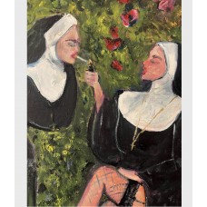 Nuns Tasting Sin is a provocative painting from the "Garden of Sins" series