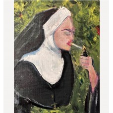 Nuns Tasting Sin is a provocative painting from the "Garden of Sins" series