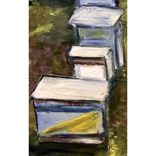 Grandfather's Apiary – Original Oil Painting on Canvas by Marina Stognieva | 35×45 cm