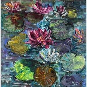 Dance of Water Lilies– original acrylic painting on canvas 40 × 40 cm Dance of Water Lilies– original acrylic painting on canvas 40 × 40 cm